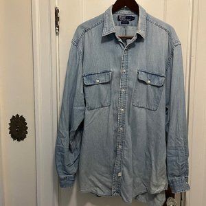 Perfectly Distressed Polo by Ralph Lauren Men's Cotton-Chambray Button Down